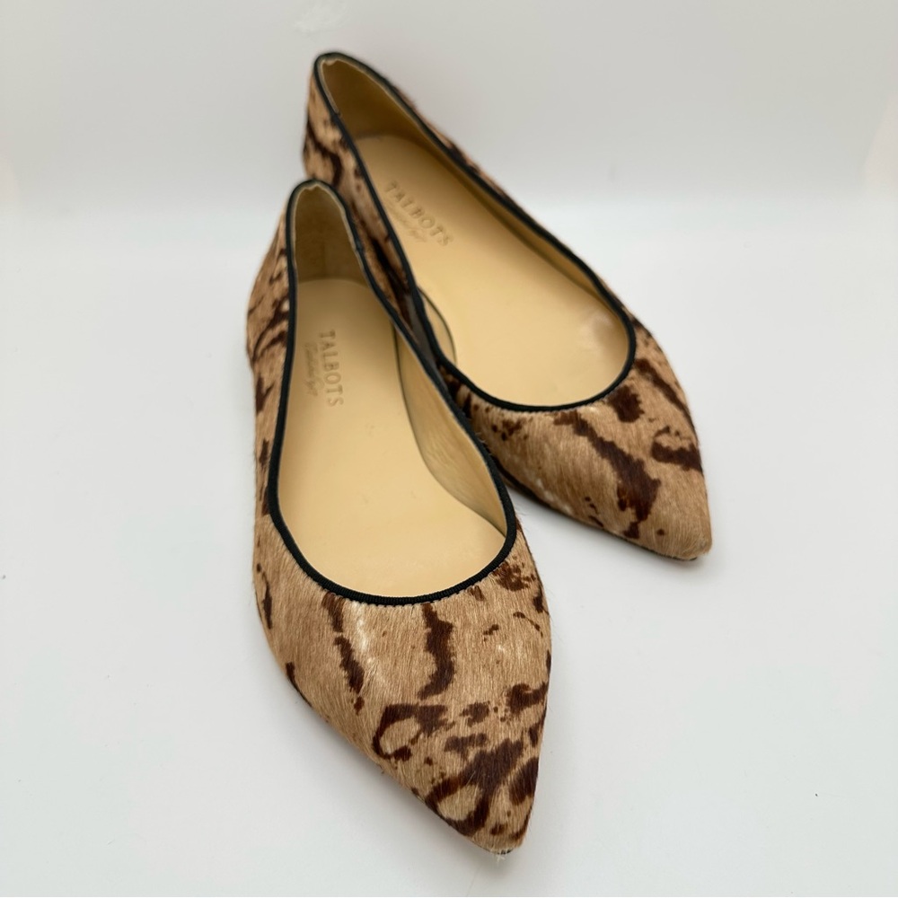 Talbots leopard calf hair pointed toe flats loafers Size 8AA NWOT - Picture 3 of 10